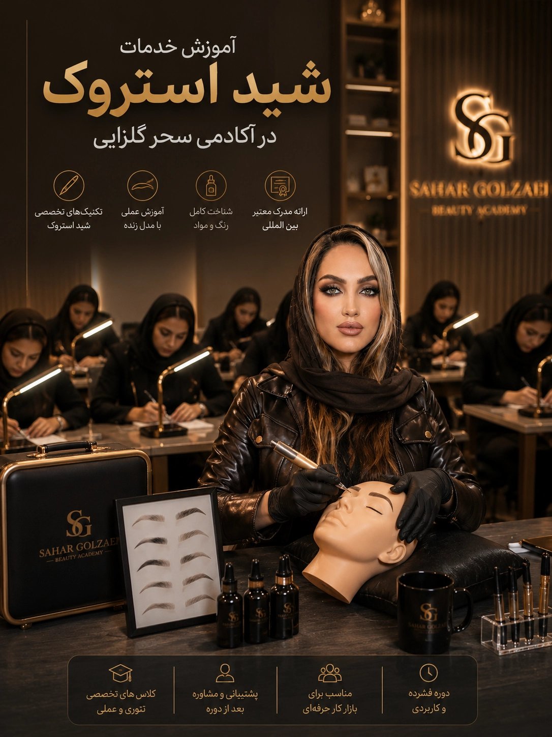 آموزش خدمات شید استروک در آکادمی سحر گلزایی